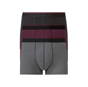 LIVERGY® Pánské boxerky, 3 kusy (7/XL, černá / tmavě růžová / šedá)